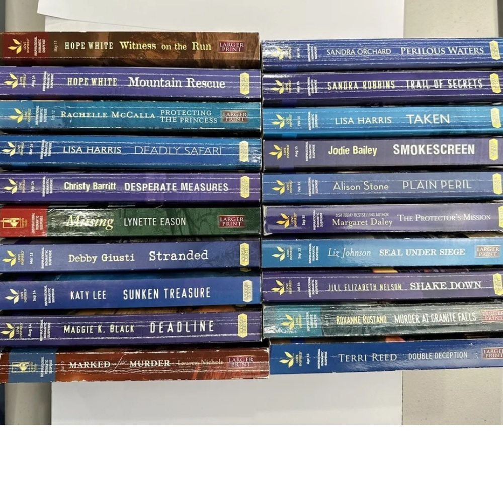 Love Inspired LARGER PRINT Suspense book lot of 20 paperback.